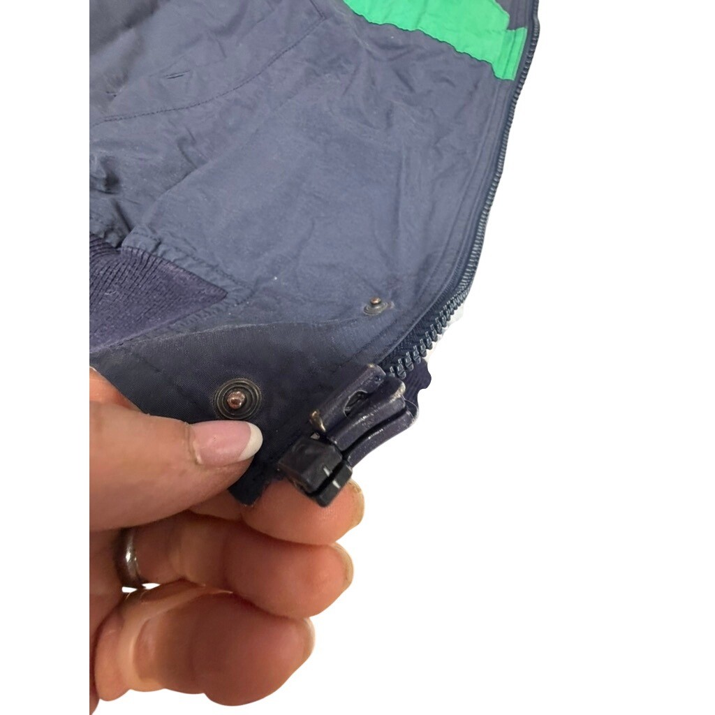 Nautica Challenge J-Class Sailing Jacket Mens Large Navy Green Vintage Hooded