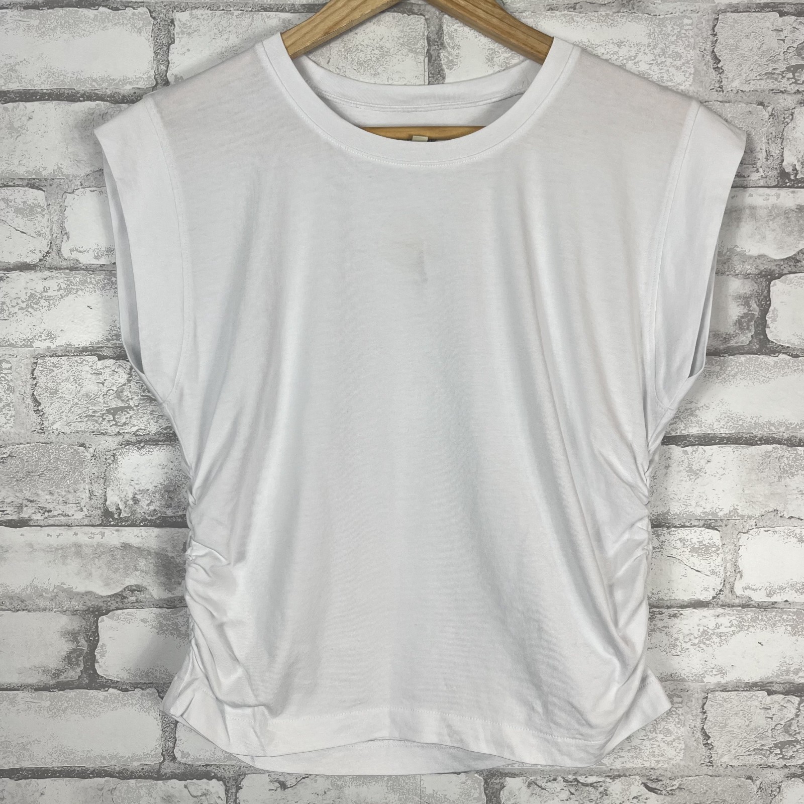 MADEWELL NWT Women’s Side-Cinch Eyelet White Crewneck Muscle Tee SMALL NJ787