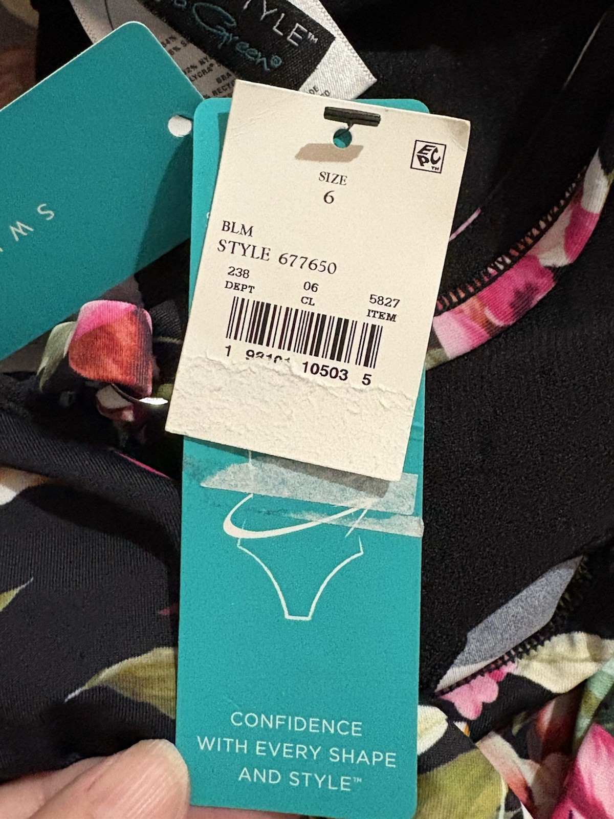 Swimsuit One Piece By Aqua – Green Floral Medium Control Sz 6 Resort Shapes NWT