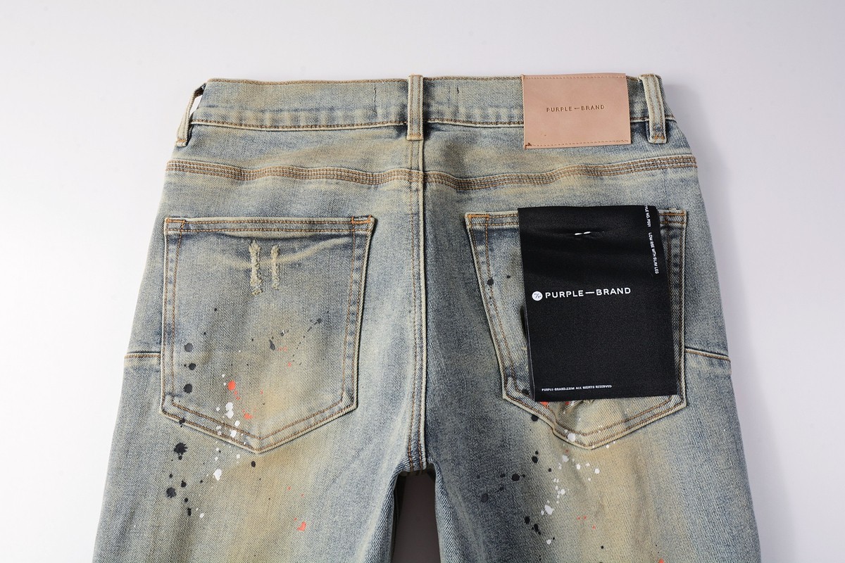 New Purple Brand Men Distressed Denim Pants Printing Slim Fit Jeans .