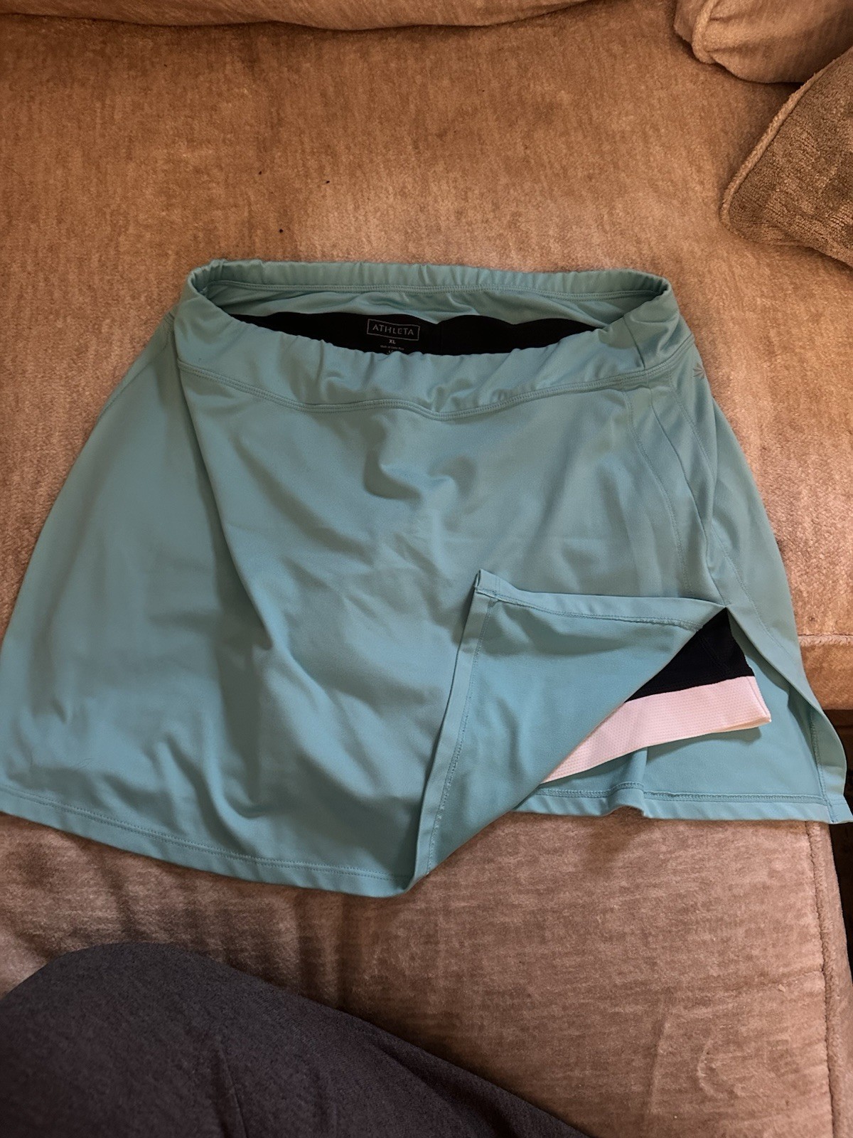 Athleta Bike Skort XL Aqua Padded Chamois Cycling Skirt Built-In Shorts