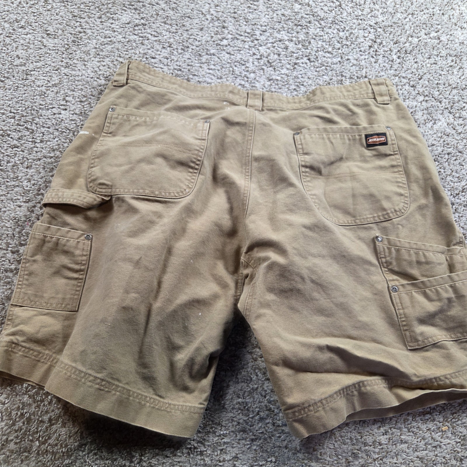 Jesse James Workwear Shorts Mens 41 Tag 42 Brown Canvas Carpenter Painting Marks