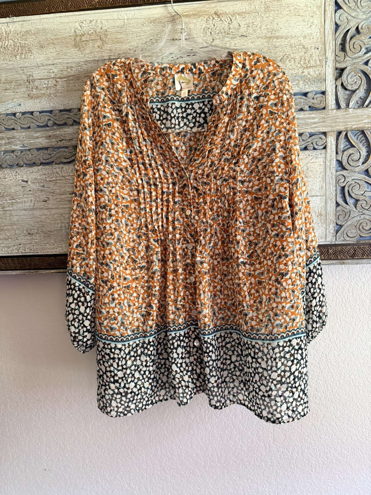 Fig & Flowers Floral Tunic Shirt Size xl Boho