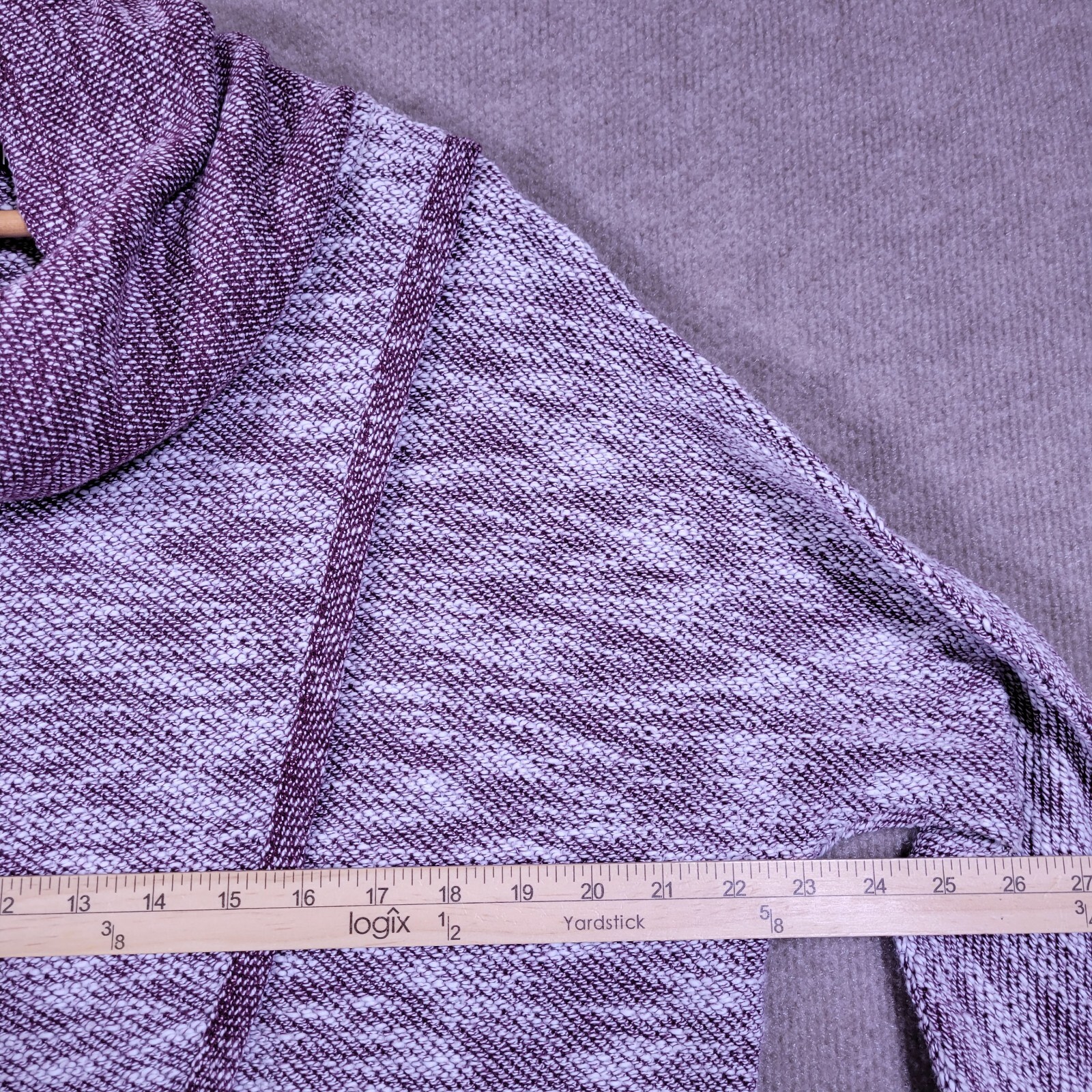 CALVIN KLEIN PERFORMANCE Sweater Women Small Woven Burgundy Cowl Neck Athleisure