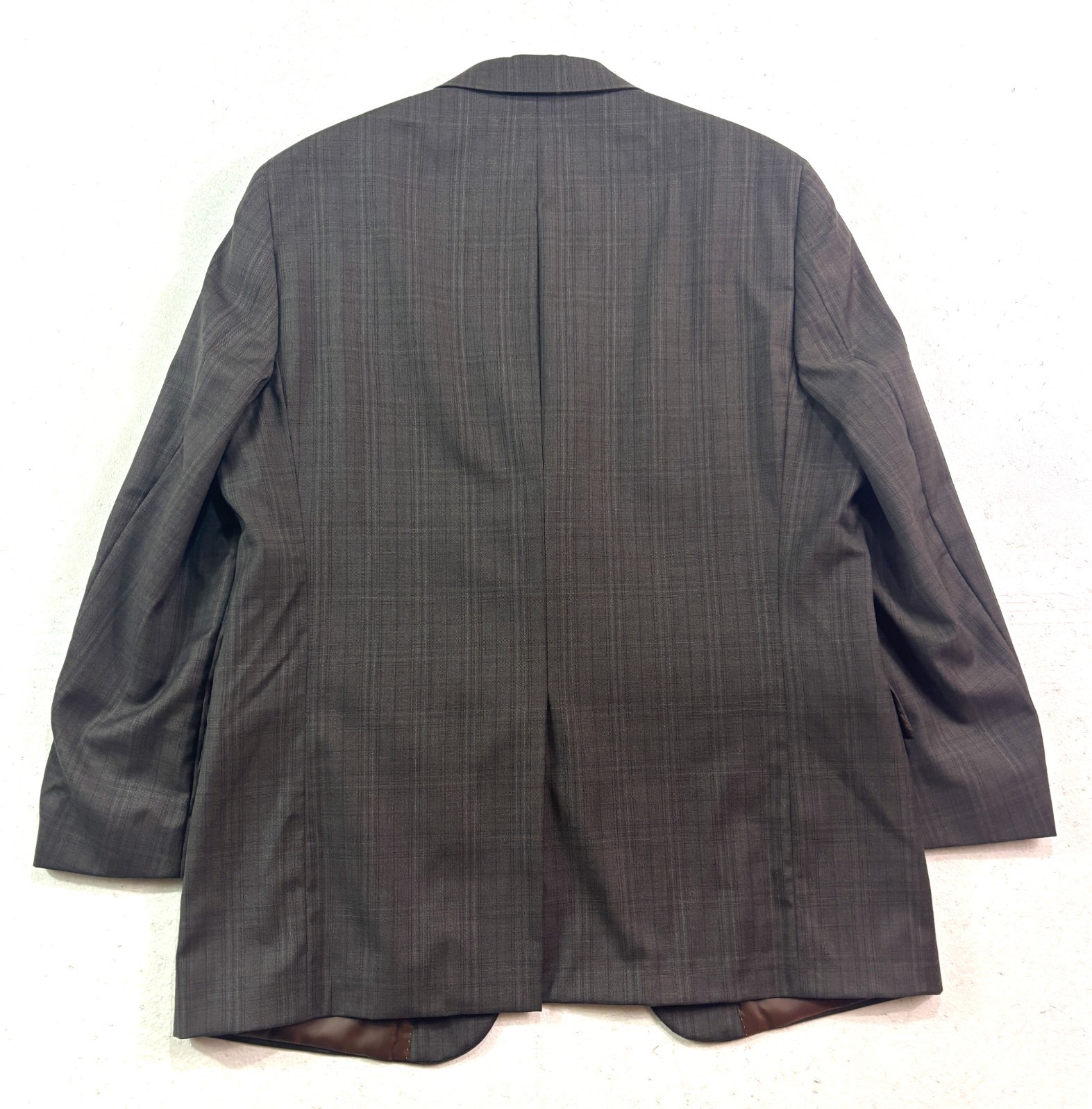 Hart Schaffner Marx 42R 36×29 2pc Pant Suit Brown Plaid Recent Modern Wool USA