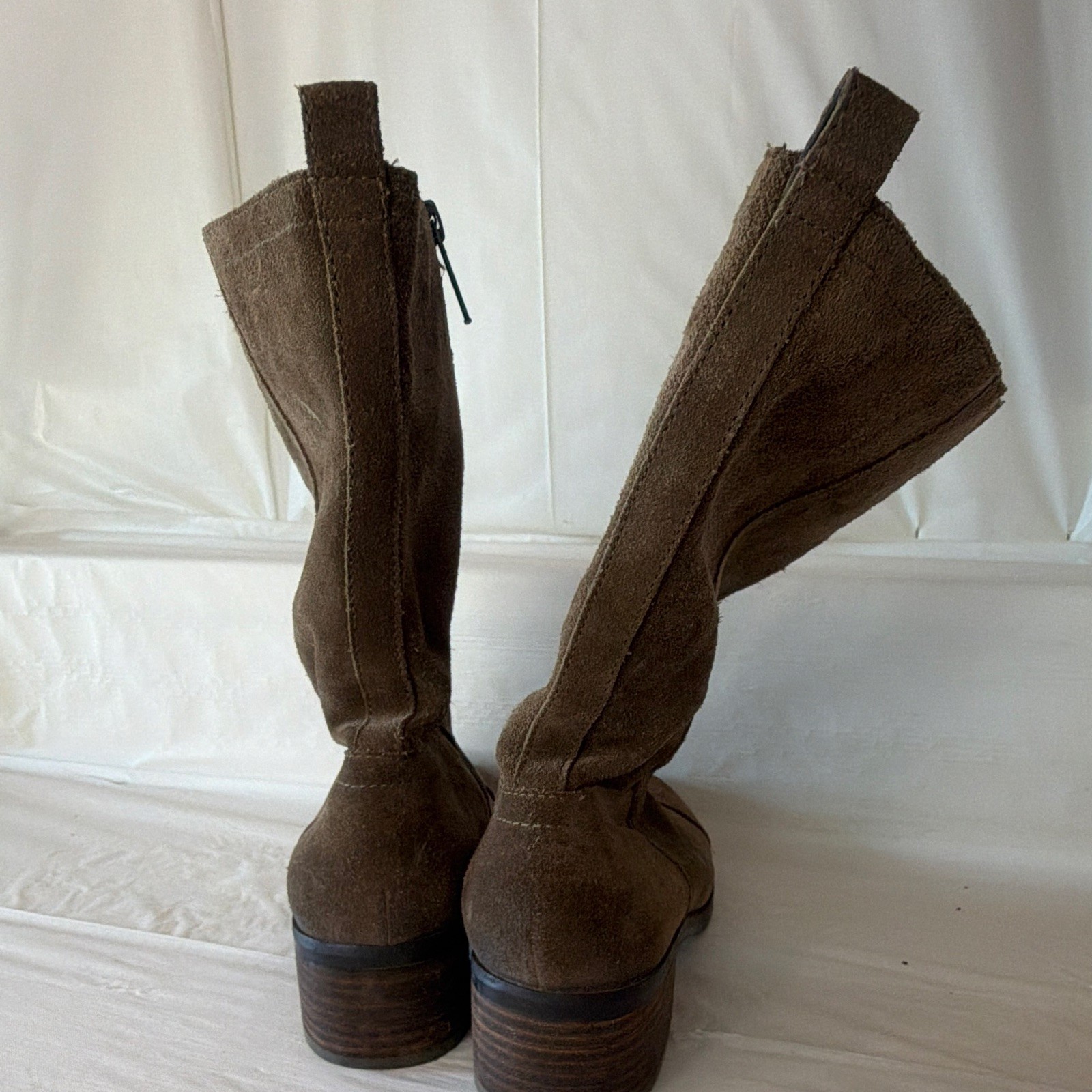 Jessica Simpson Brown Suede Mid-Calf Riding Boots Round Toe Side Zip Women’s 8.5