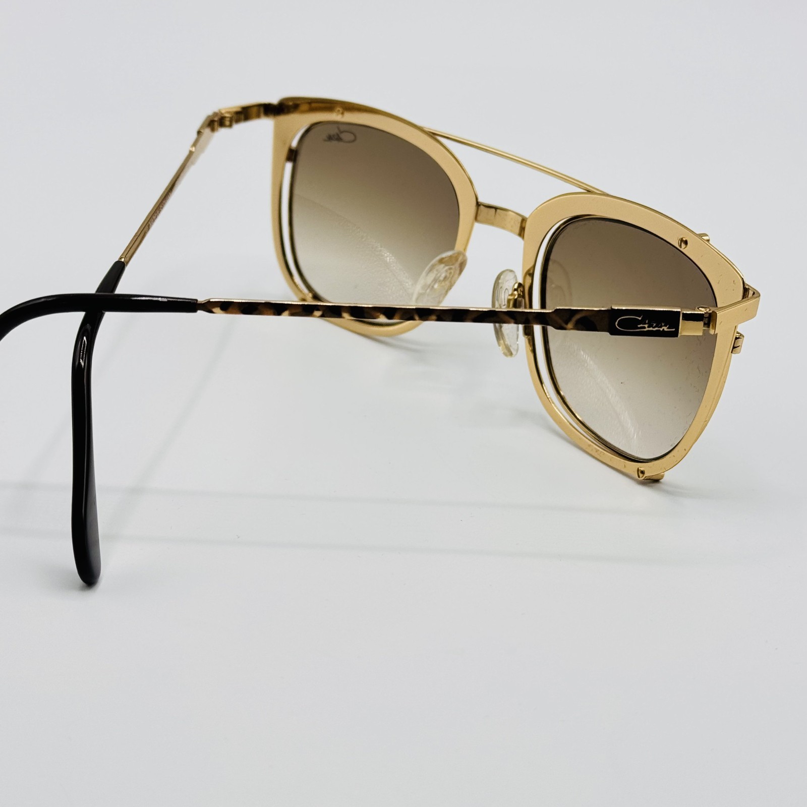 Cazal Sunglasses 9077 002 Gold Leopard Print Frame Brown Gradient Lens 50mm NEW