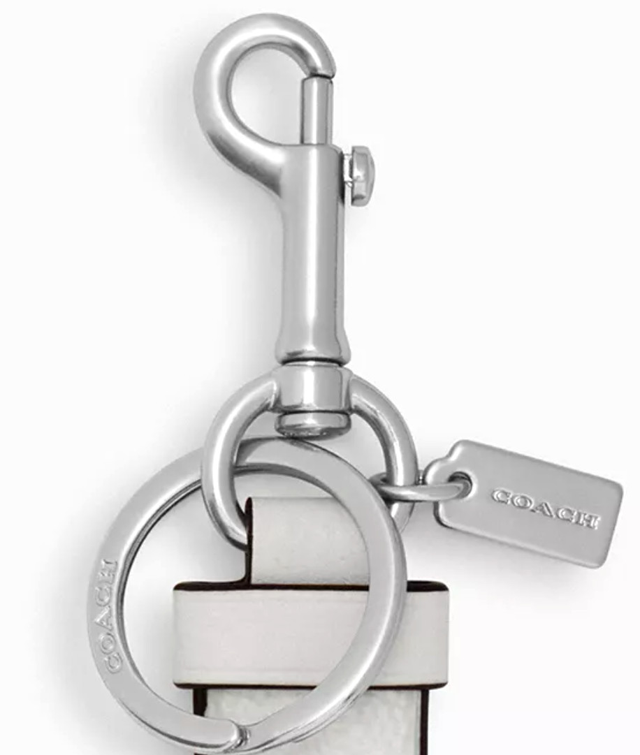 💙Coach Trigger Snap Bag Charm – CY235 White Chalk Signature Canvas/Leather -NWT