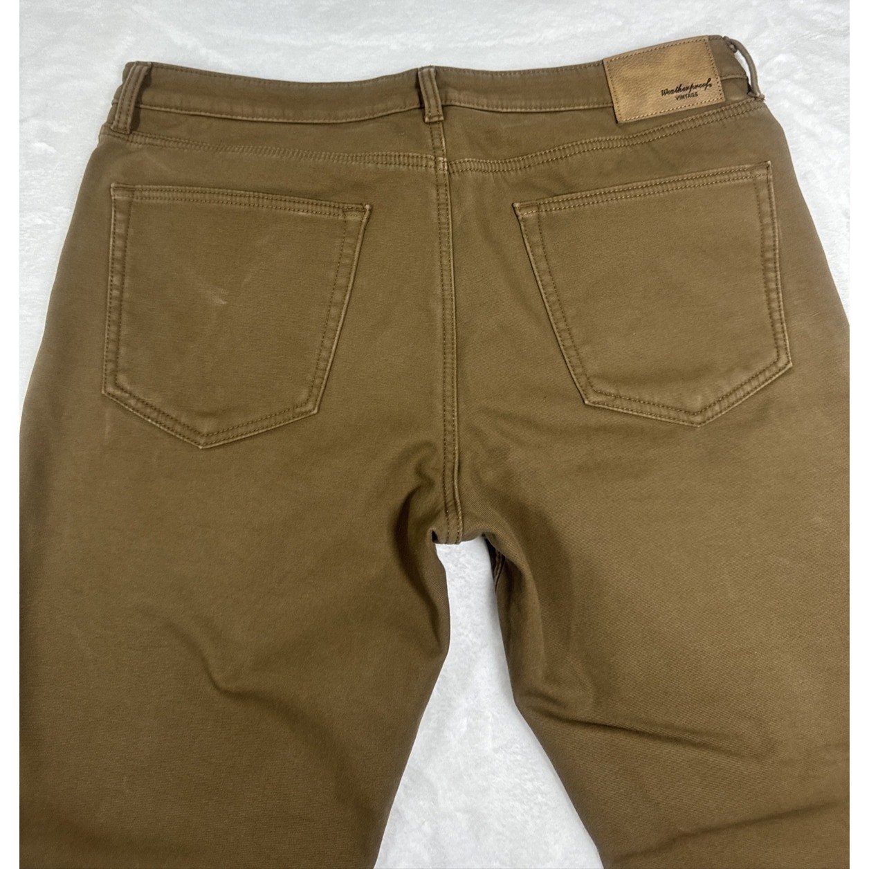 Weatherproof Vintage Mens Fleece Lined Canvas Pants Brown Regular Fit 38×29