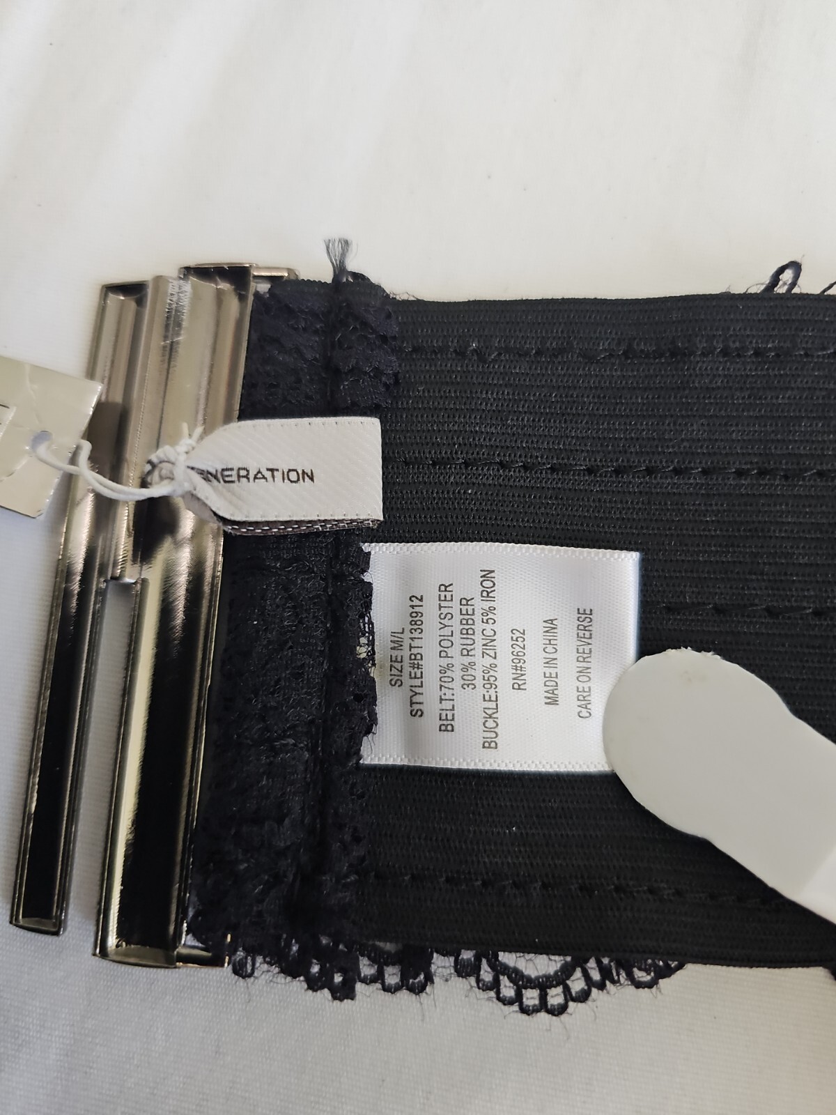BCBGeneration Belt Wide Laced Waist Black Elasticated Stretch Size M/L