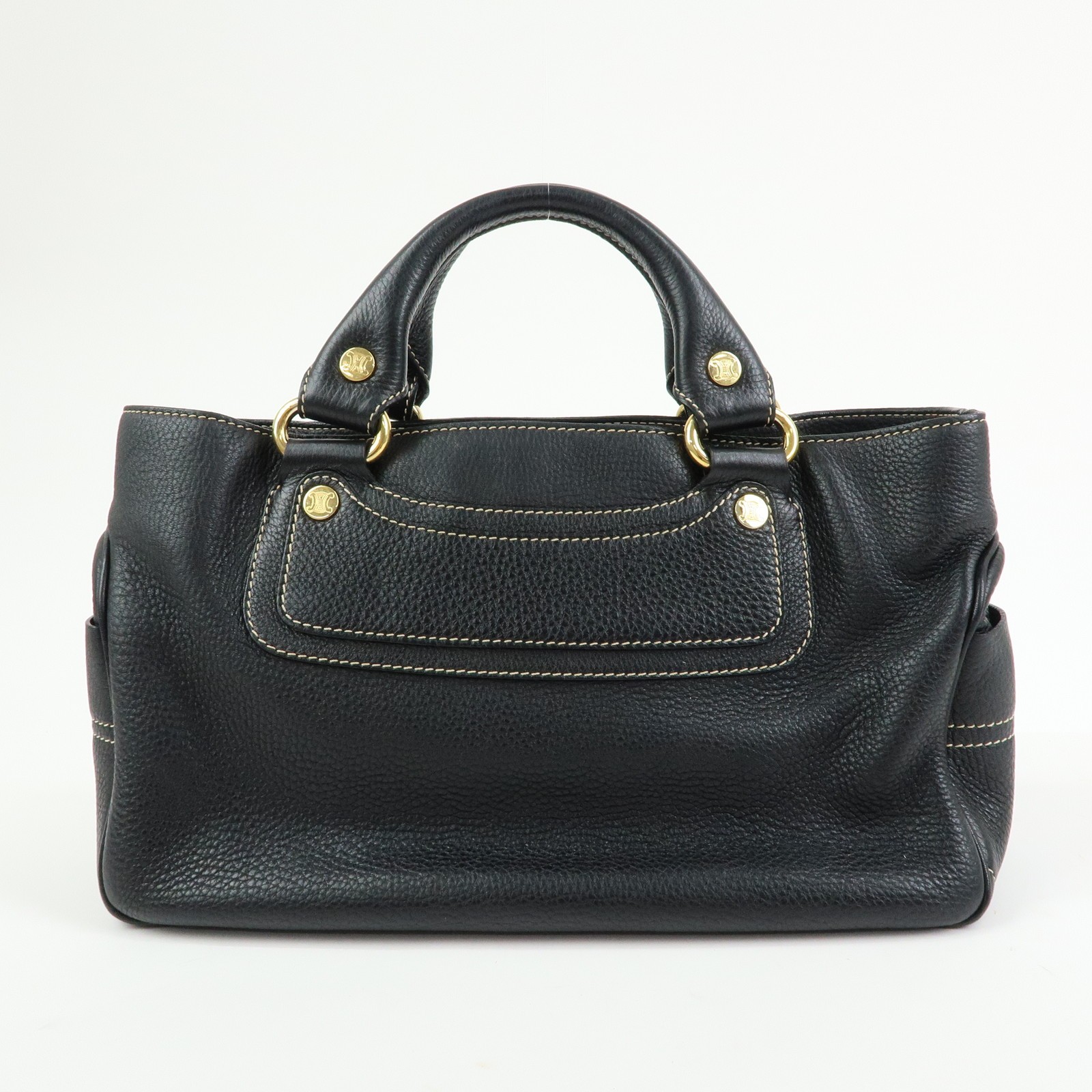 CELINE Leather Boogie Bag Hand Bag Black Authentic Used F/S