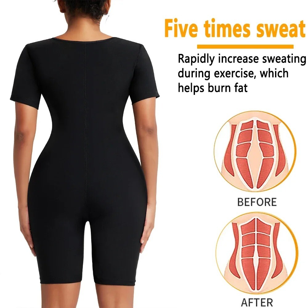 Women Body Shaper Sweat Sauna Suits Slimming Jumpsuit Sports Bodysuits Shapewear