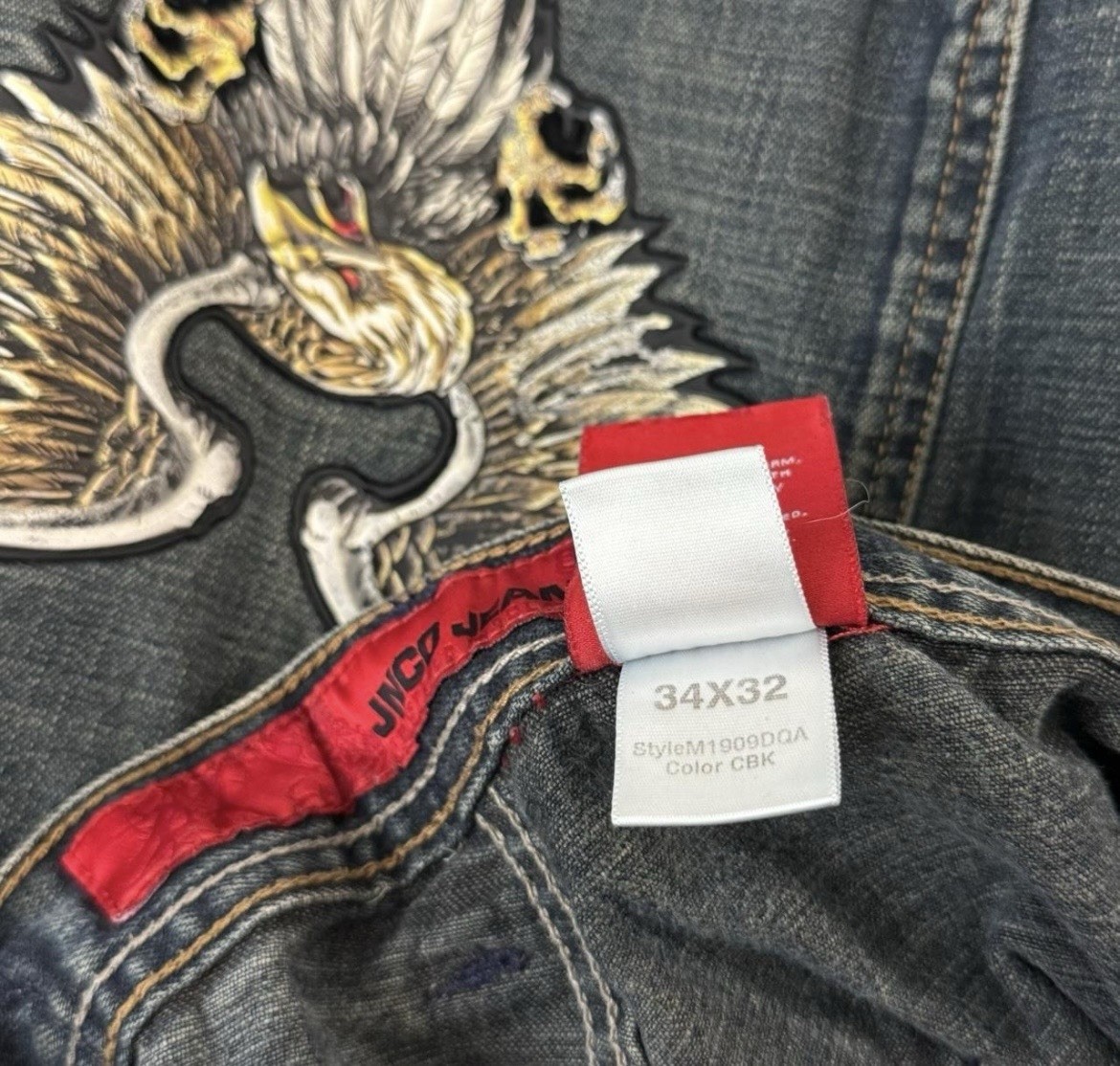 Vintage JNCO Jean Eagle Patch 34×32