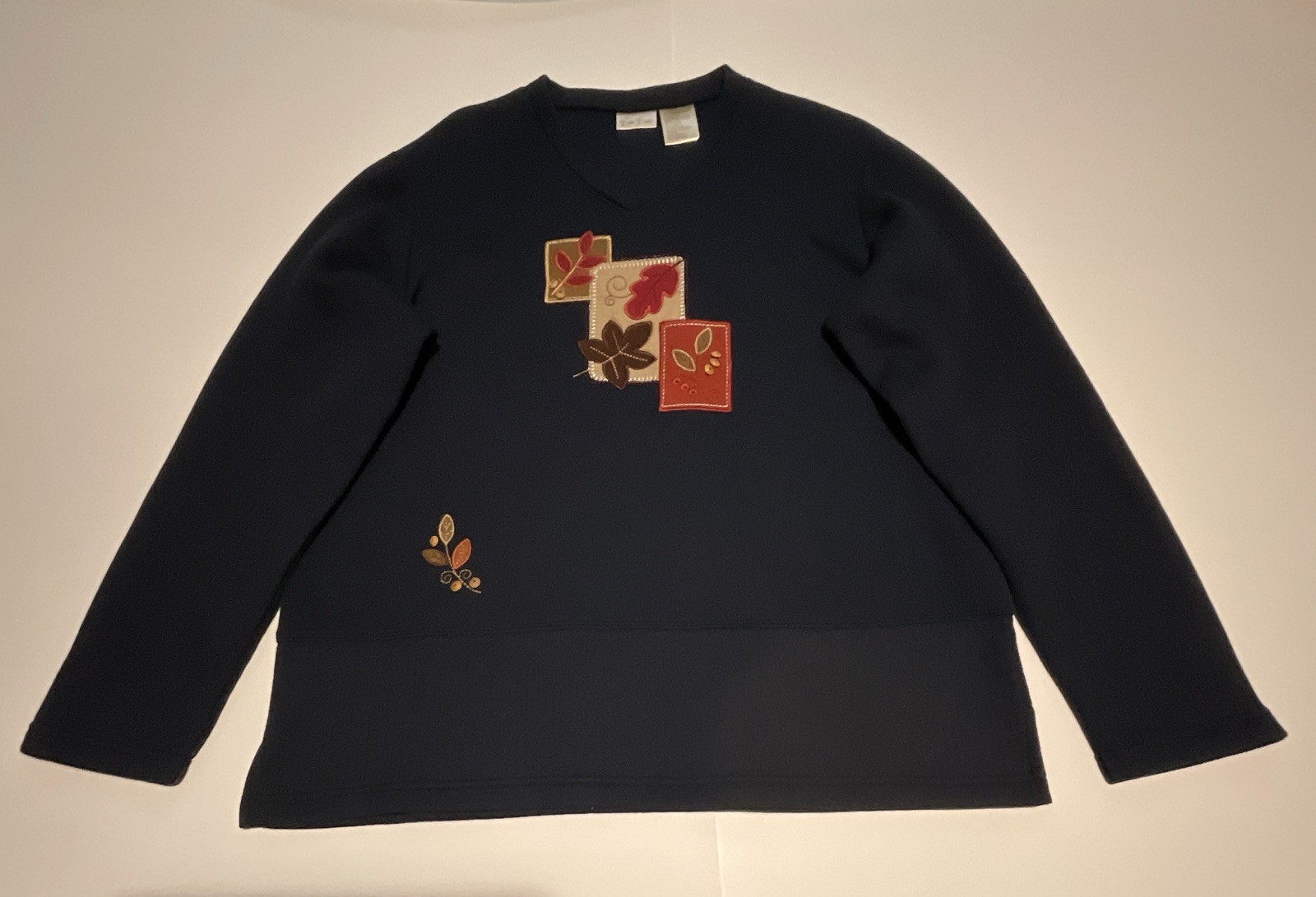 Bobby Brooks, Dark Blue Women’s Long Sleeve Top With Fall Design Large