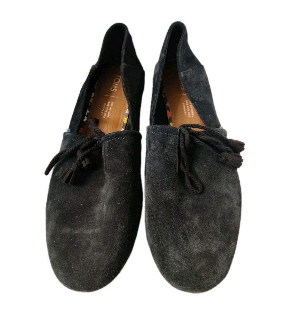 Toms Kelli Slip on Tassel Suede Flats Women Black