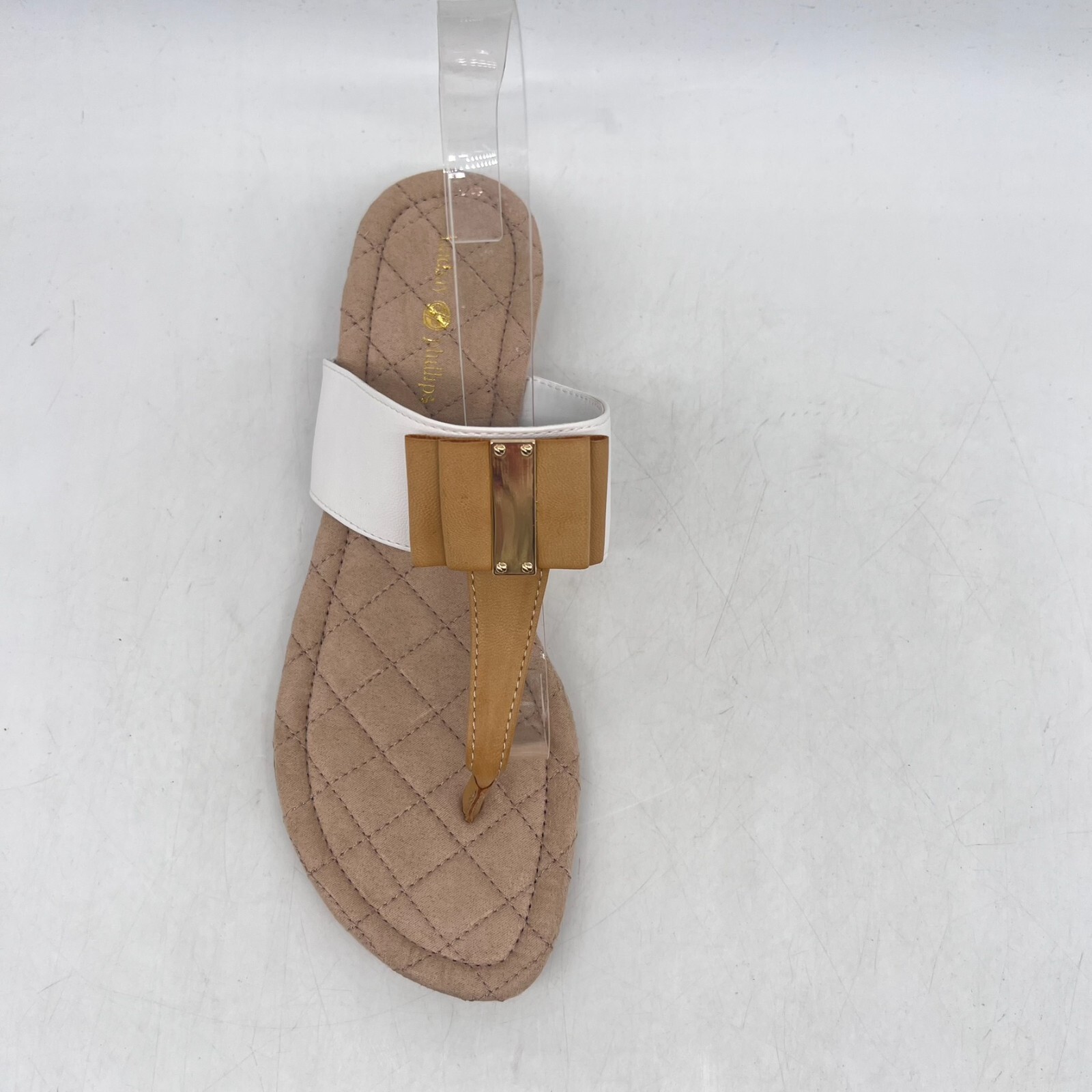 Switch Flops Womens Vivian Open Toe Casual Slide Sandals White Gold 9 M