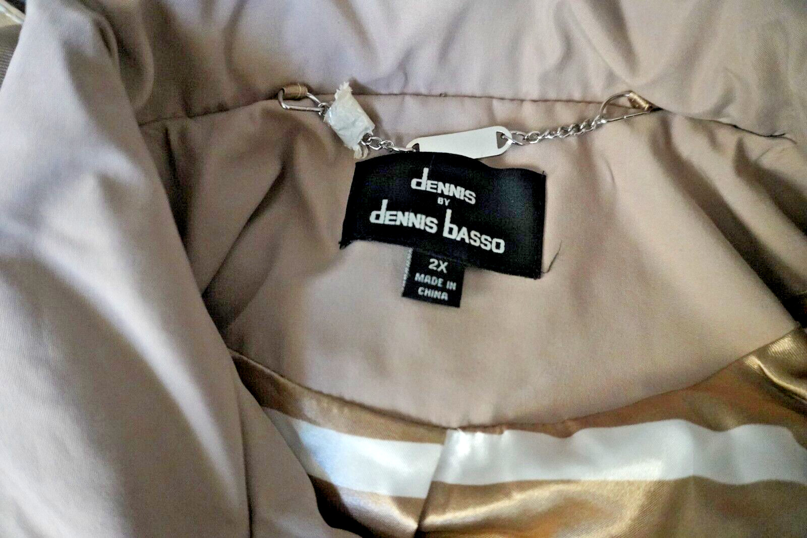 Dennis Basso Beige Zipper Front Hood Lined Water-Resistant Coat size 2X