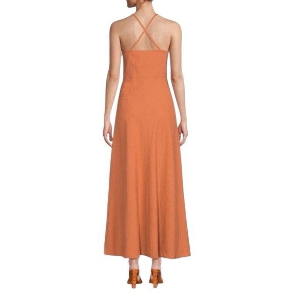 Theory Haranna Canyon Orange Linen-Blend Maxi Dress Size 2 $425
