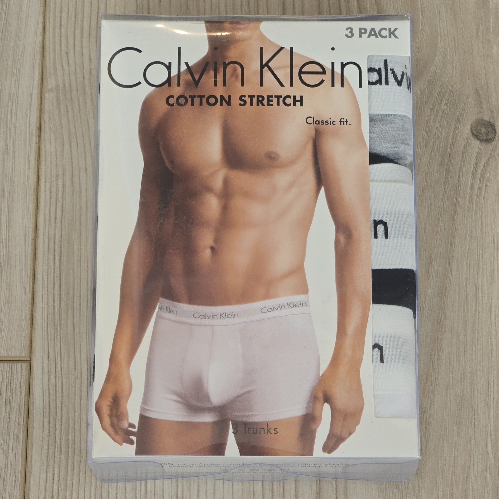 Calvin Klein Men’s Boxer Trunks 3-Pack Underwear Cotton Stretch Black Gray White