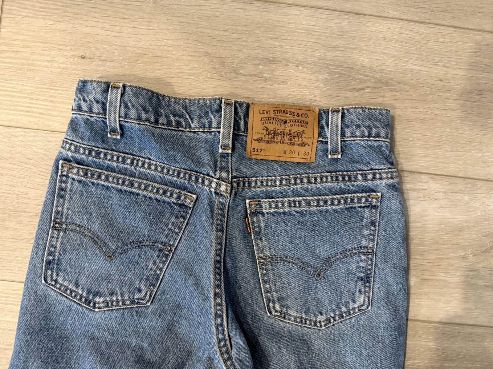 VTG Orange Tag Levi Strauss 517 Men Blue Denim Straight Leg 30W X 30L