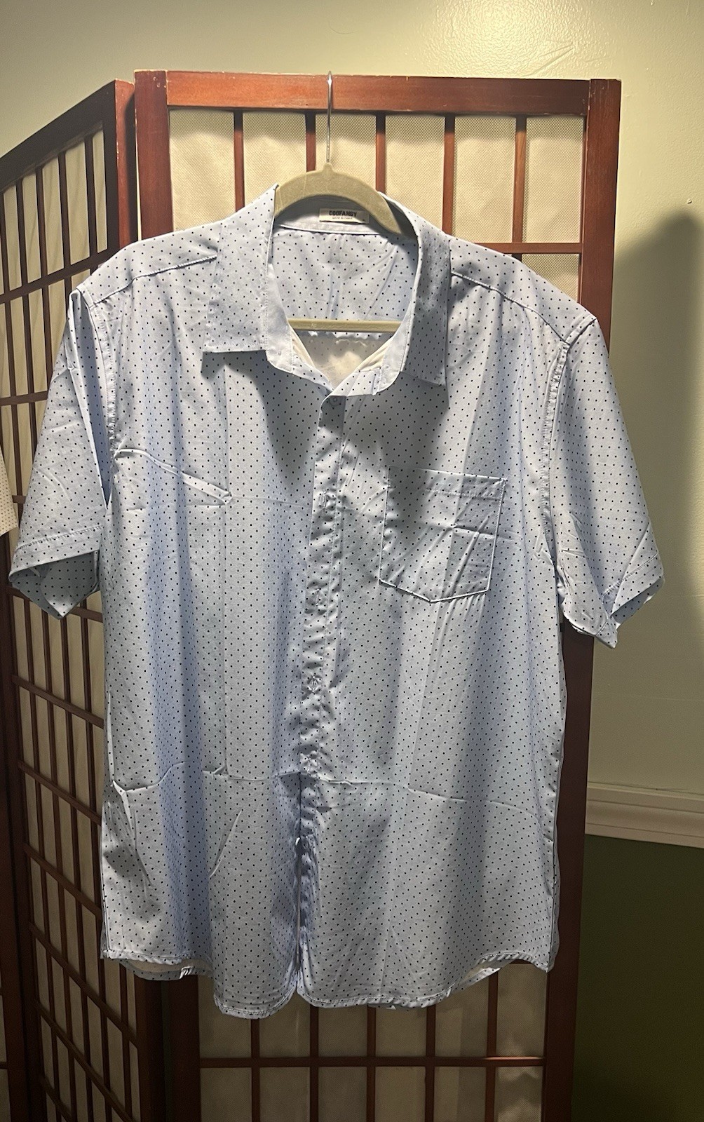 Coofandy Men’s Short Sleeve Button Down Shirt XL Light Blue