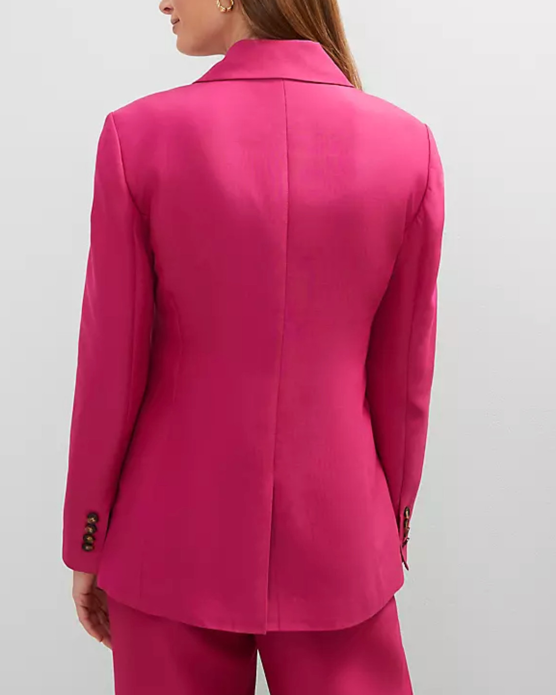 ANN TAYLOR BRIGHT PETUNIA STUDIO COLLECTION ONE BUTTON LONG BLAZER JACKET 12