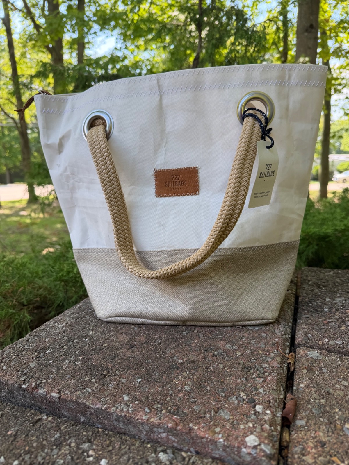 727 Sailbags Legend Handbag France Canvas & Leather Tote Bag Rope Handles NWT
