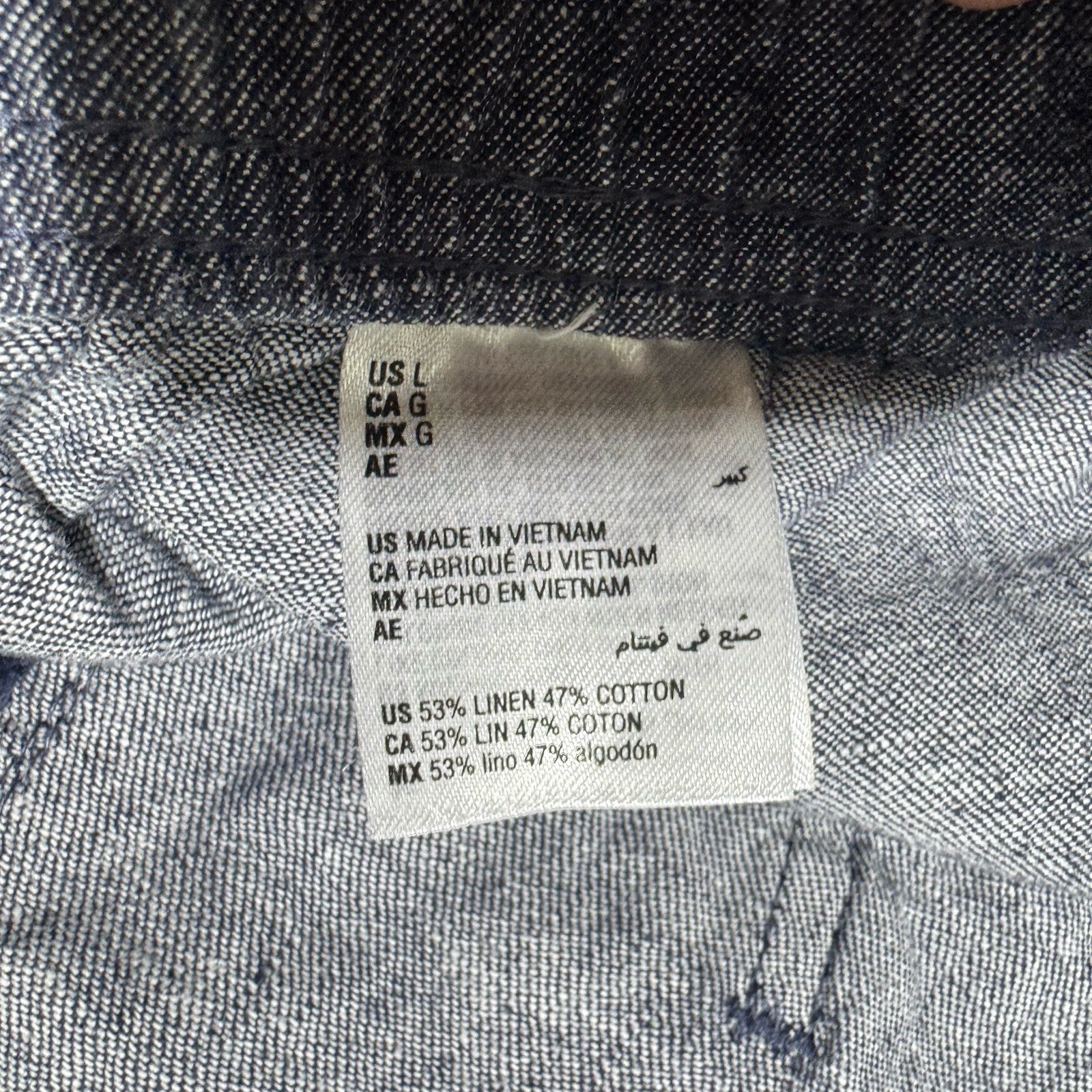 Sun + Stone Pants Mens Large Linen Joggers Basic Navy Stretch Drawstring 34×26.5