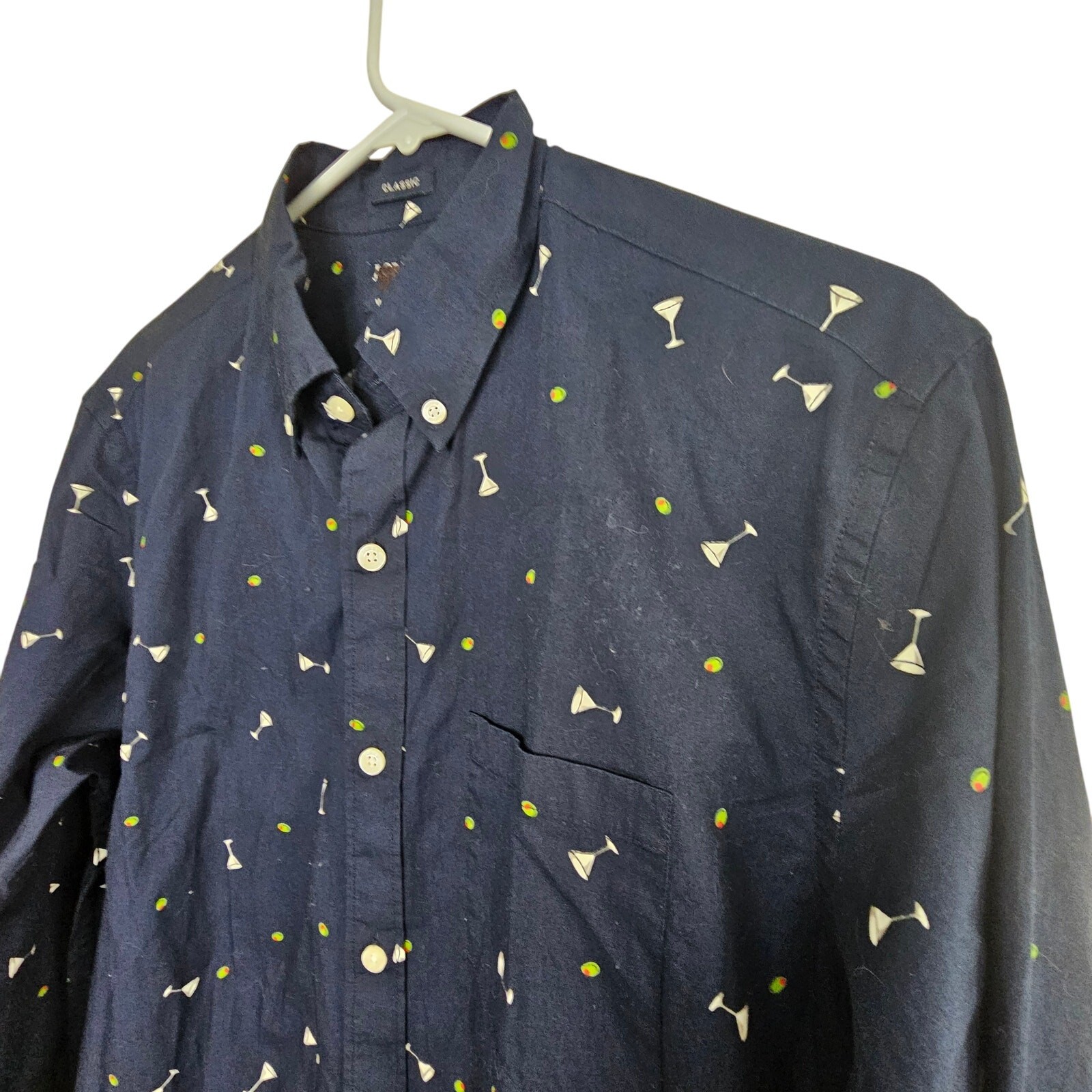 J. Crew Mens Martini Print Button Shirt M Classic Fit Flex Washed Preppy Resort