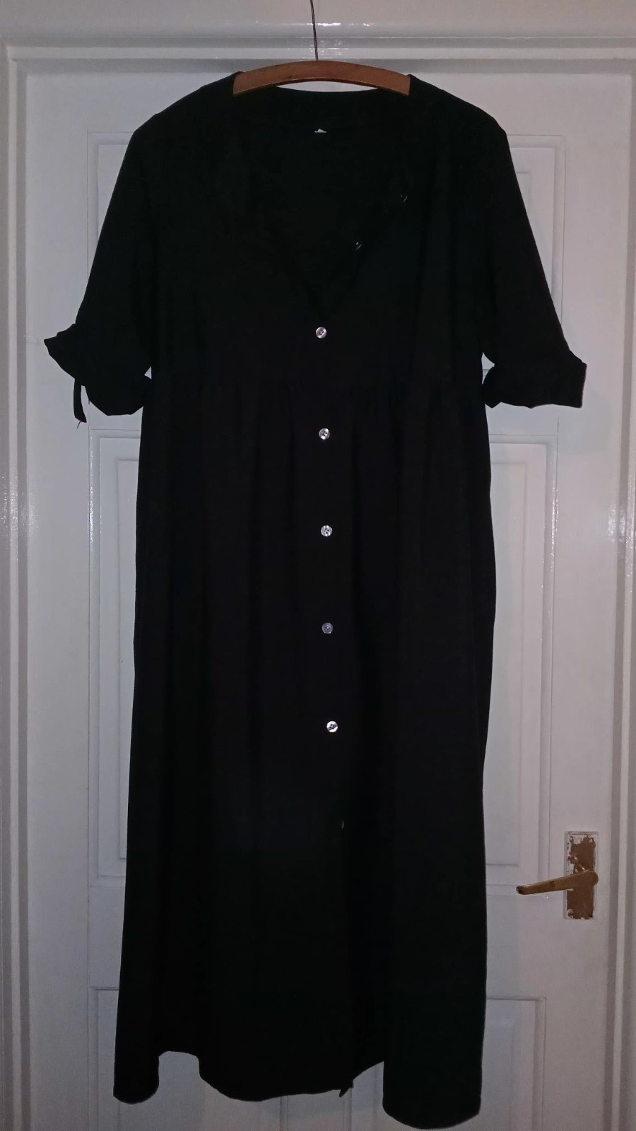 long sleeve button up black dress long length 12? new