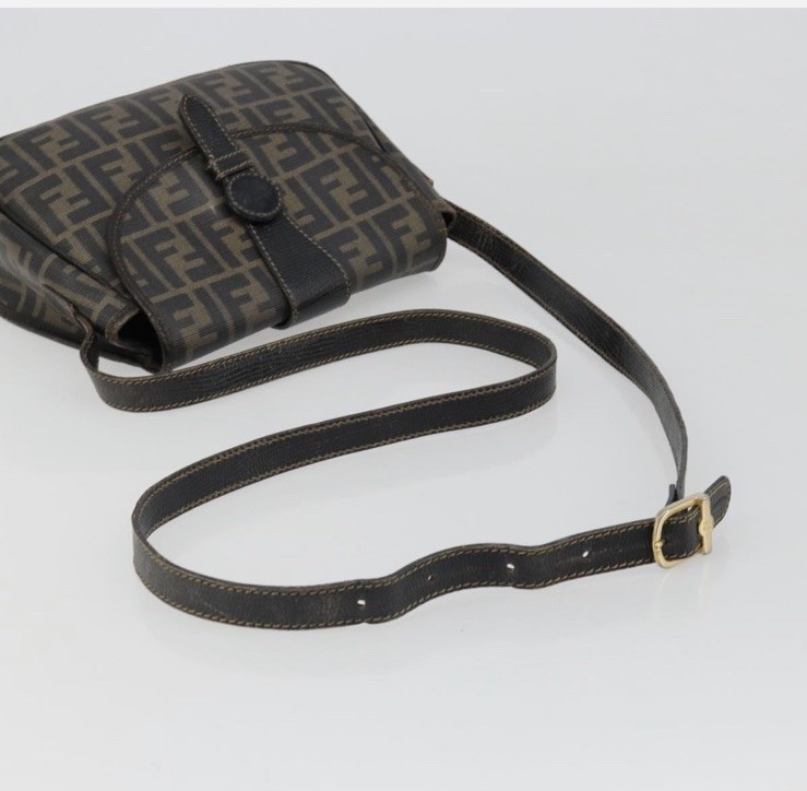 Fendi Zucca FF Monogram Small Crossbody Bag Brown/Black Magnetic Gold