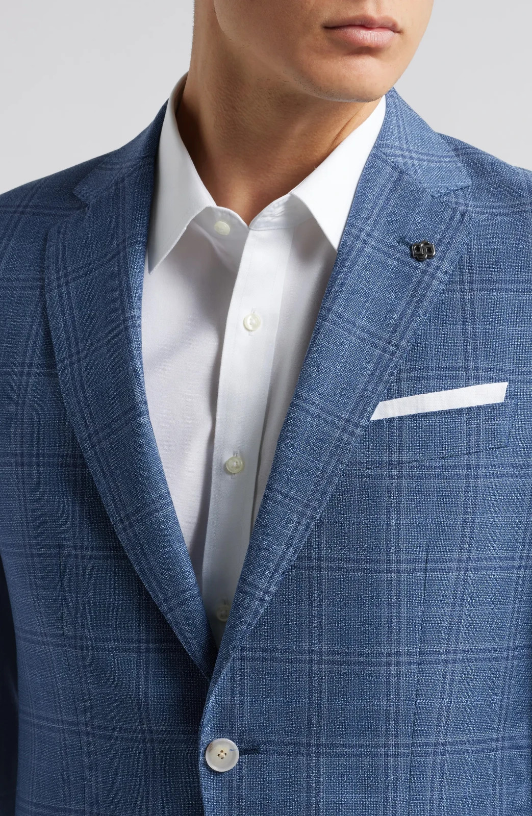 $645 – BOSS Sport Jacket Blazer in Check Italian Wool Fabric Slim Fit – Size 38R