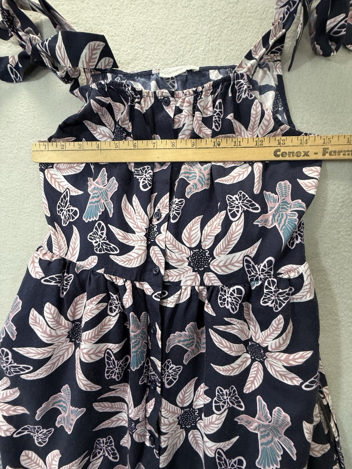 Outerknown Leighton Floral Birds Butterfly Navy catalina Maxi Dress Small