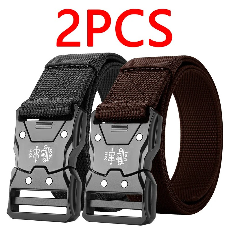 2pcs Tactical Waist Belt Automatic Buckle Durable Outdoor Unisex Belt