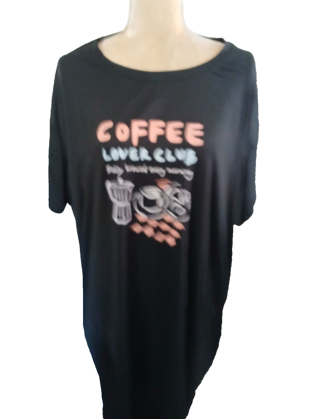 NWT Joyspun black Coffee Lover Club night shirt nightgown L-XL sleep shirt