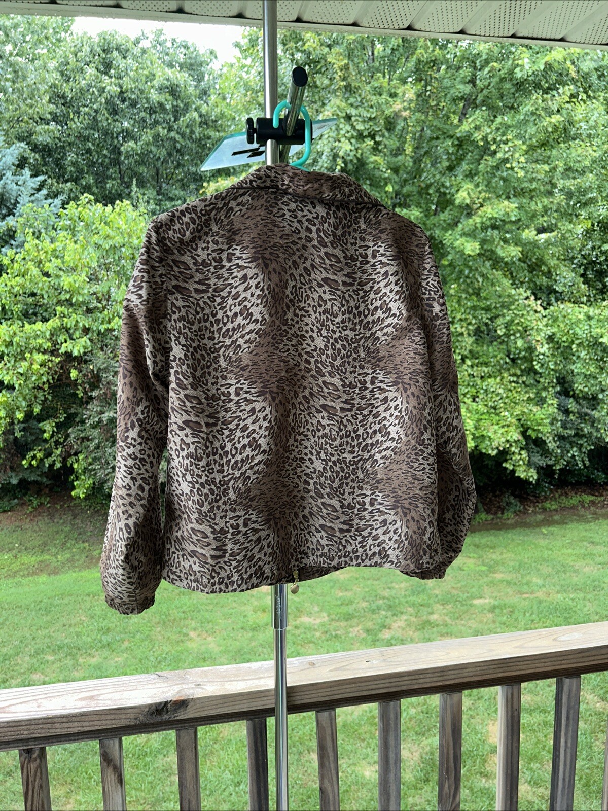 Women Active Leopard Jacket Petite Lg Animal Print Front Zip Pocket ac-tiv-ology