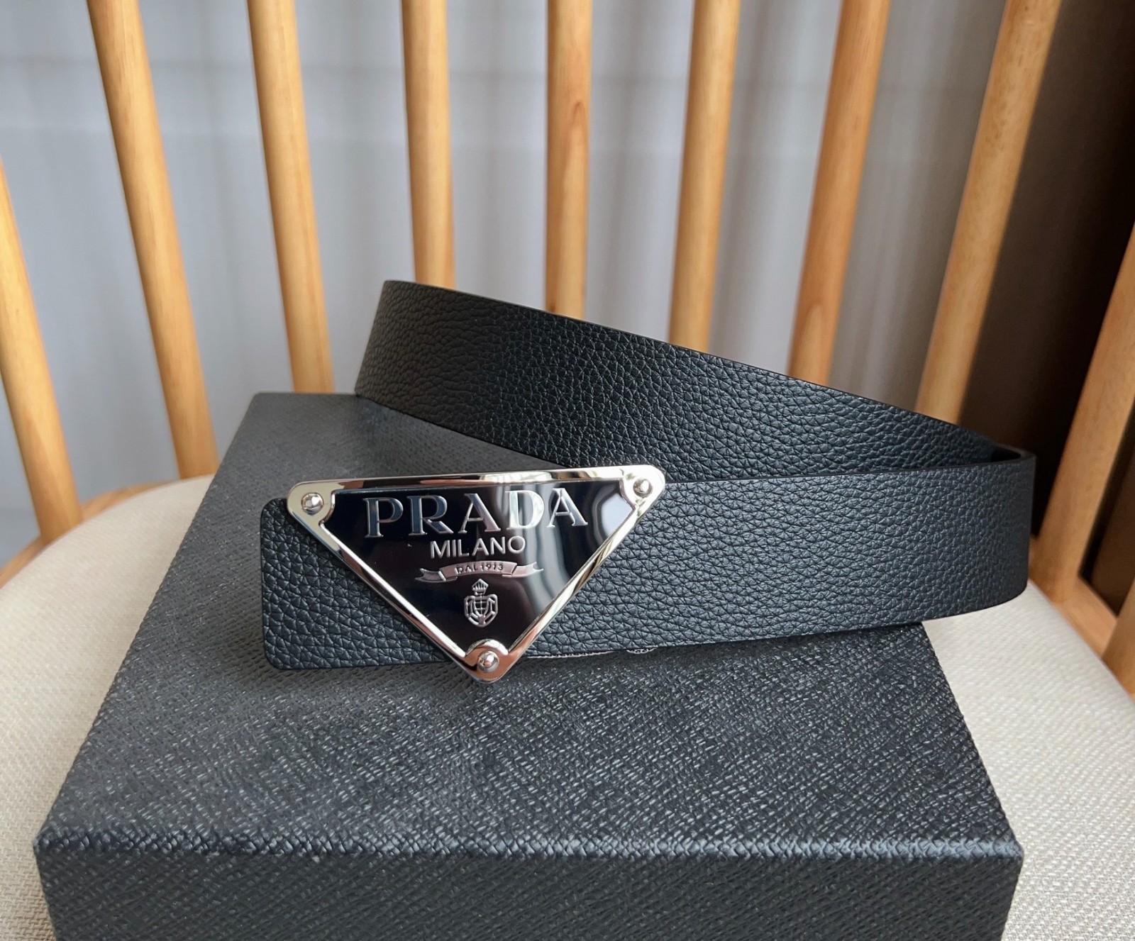 Prada men’s black leather belt