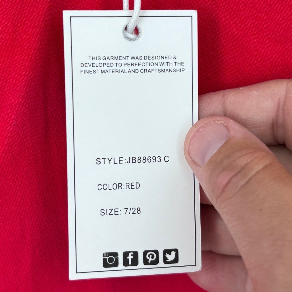 Judy Blue 90’s High Rise Straight Jeans Womens 7/28 Red Stretch Garment Dyed NEW