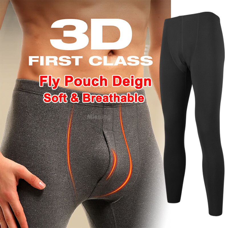 Fleece Lined Mens Thermal Underwear Set Base Layer Long Johns V-Neck Top&Bottom