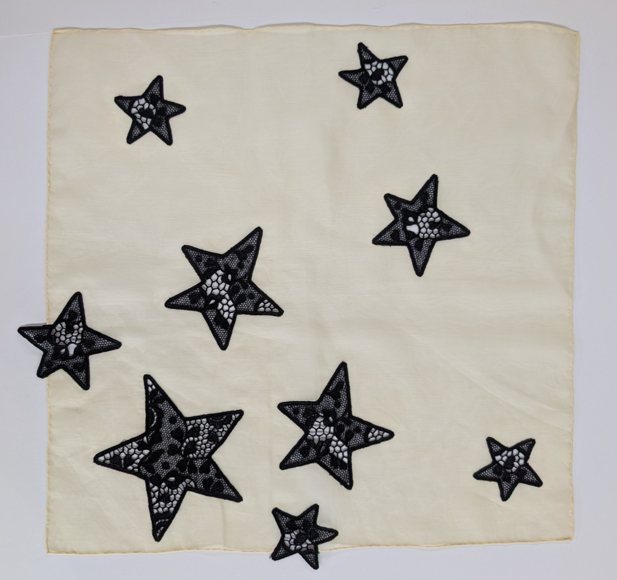 Madeleine Vionnet “Black Stars on Creme” Handkerchief/Scarf