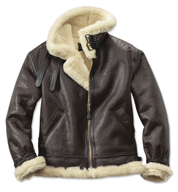 B3 Aviator Real Shearling Brown Sheepskin Leather Flight Bomber Jacket