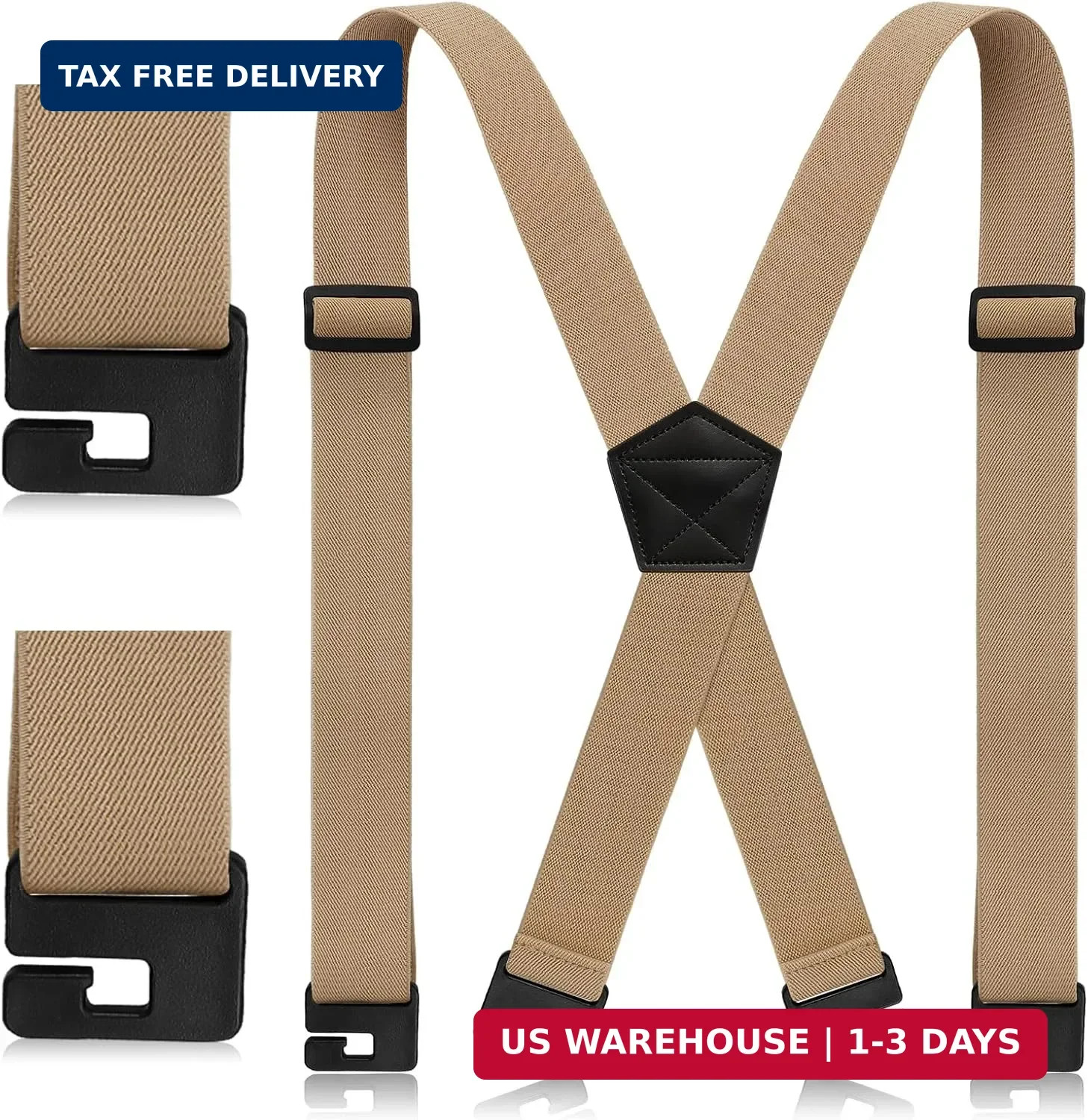 Janmercy Heavy Duty Suspenders for Men Under Clothing X Back 1.48″ Adjustable El