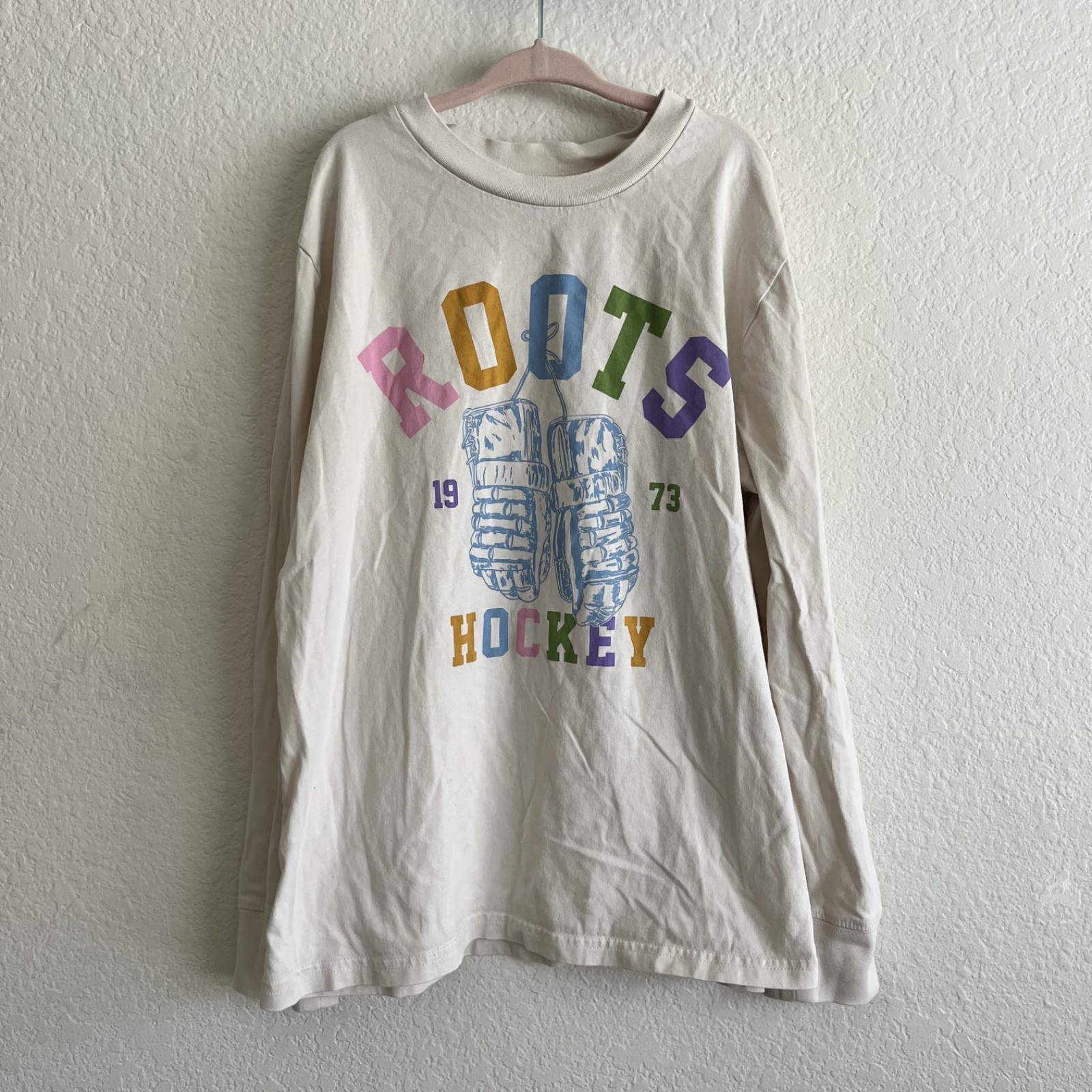 Roots Kids Hockey Long Sleeve Shirt 100% Organic Cotton Size 9-10 Years