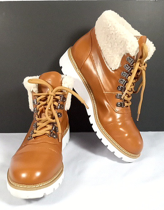 Aerosoles “Alden”Women’s 7 Ankle Boots Caramel Color Faux Fur READ NOTES