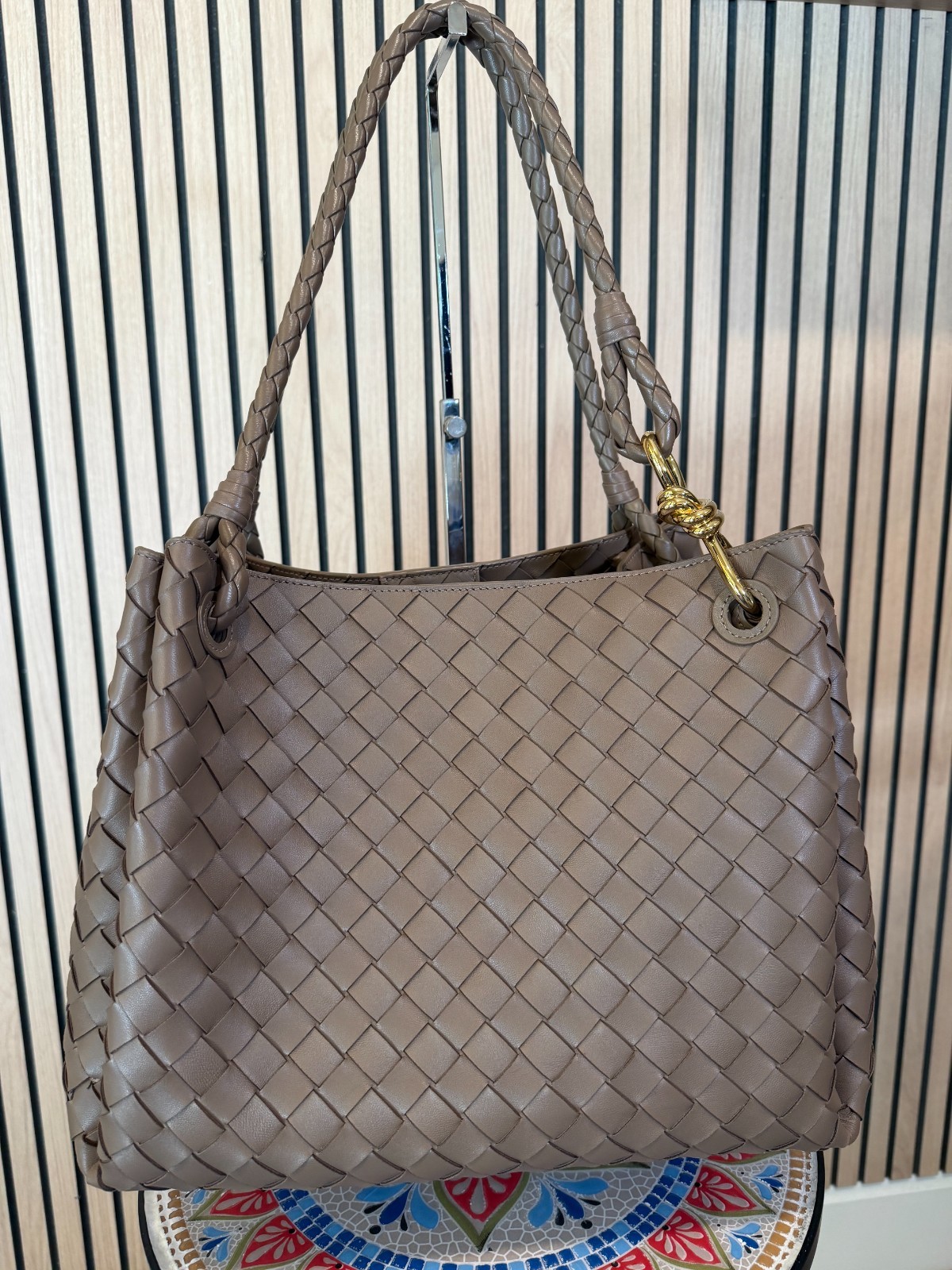 Bottega Veneta Intrecciato Large Parachute Shoulder Bag Pinecone