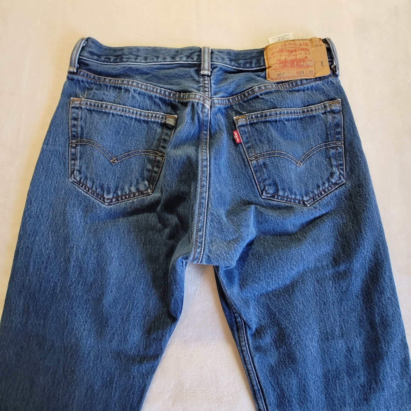Y2K Levi’s 501 Original Fit Mens 35×30 (33×27.5) Blue Jeans Straight Button Fly