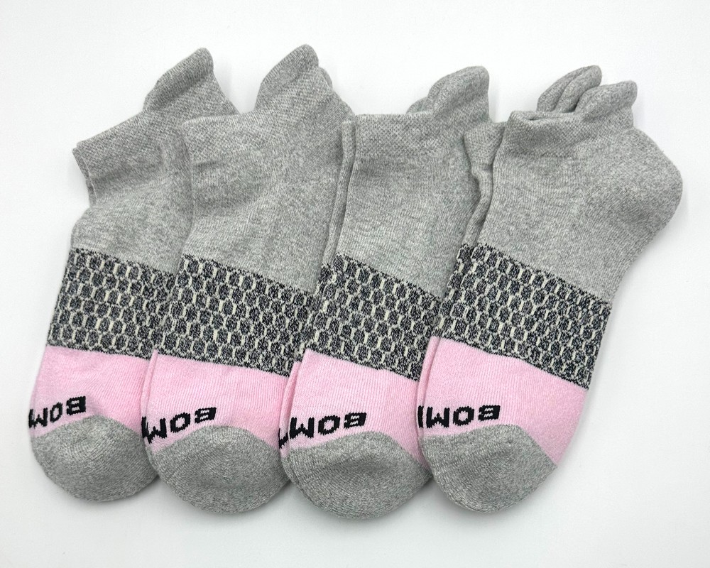 4 Pairs Bombas Women’s Cushion Tri-Block Ankle socks Size Large 11-13 Pink