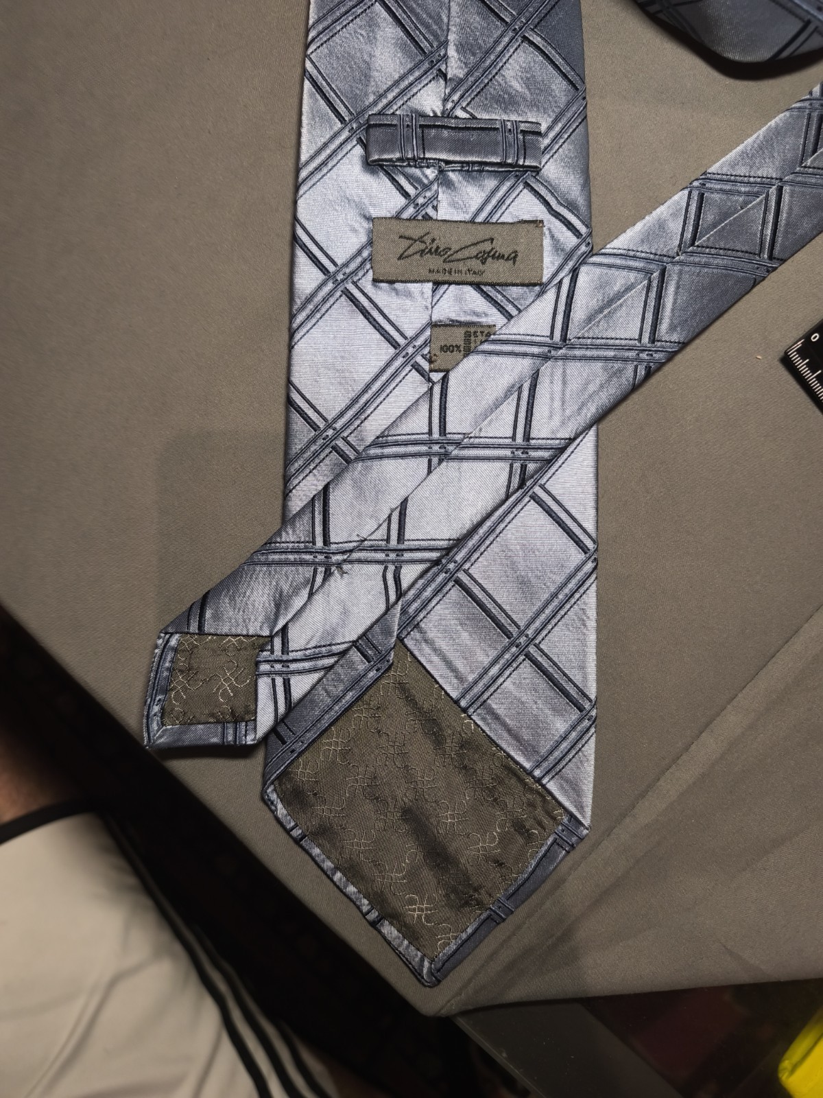 Tino Cosma – Solid Color Grey Scottish Tartan Silk Tie Made in Italy