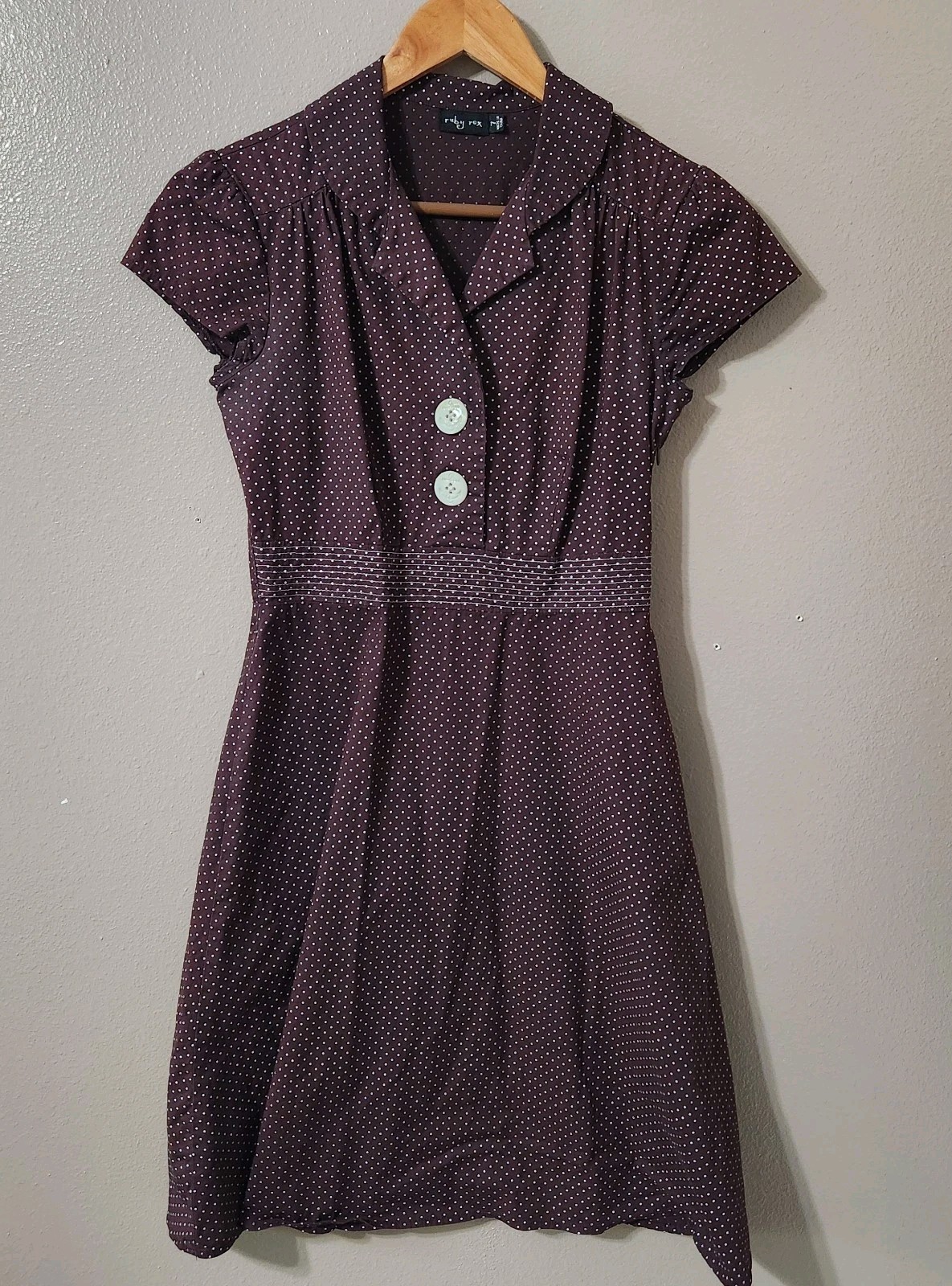 Vintage Ruby Rox Polka Dot Dress Women’s Size 7 Brown Retro Pin-Up Rockabilly