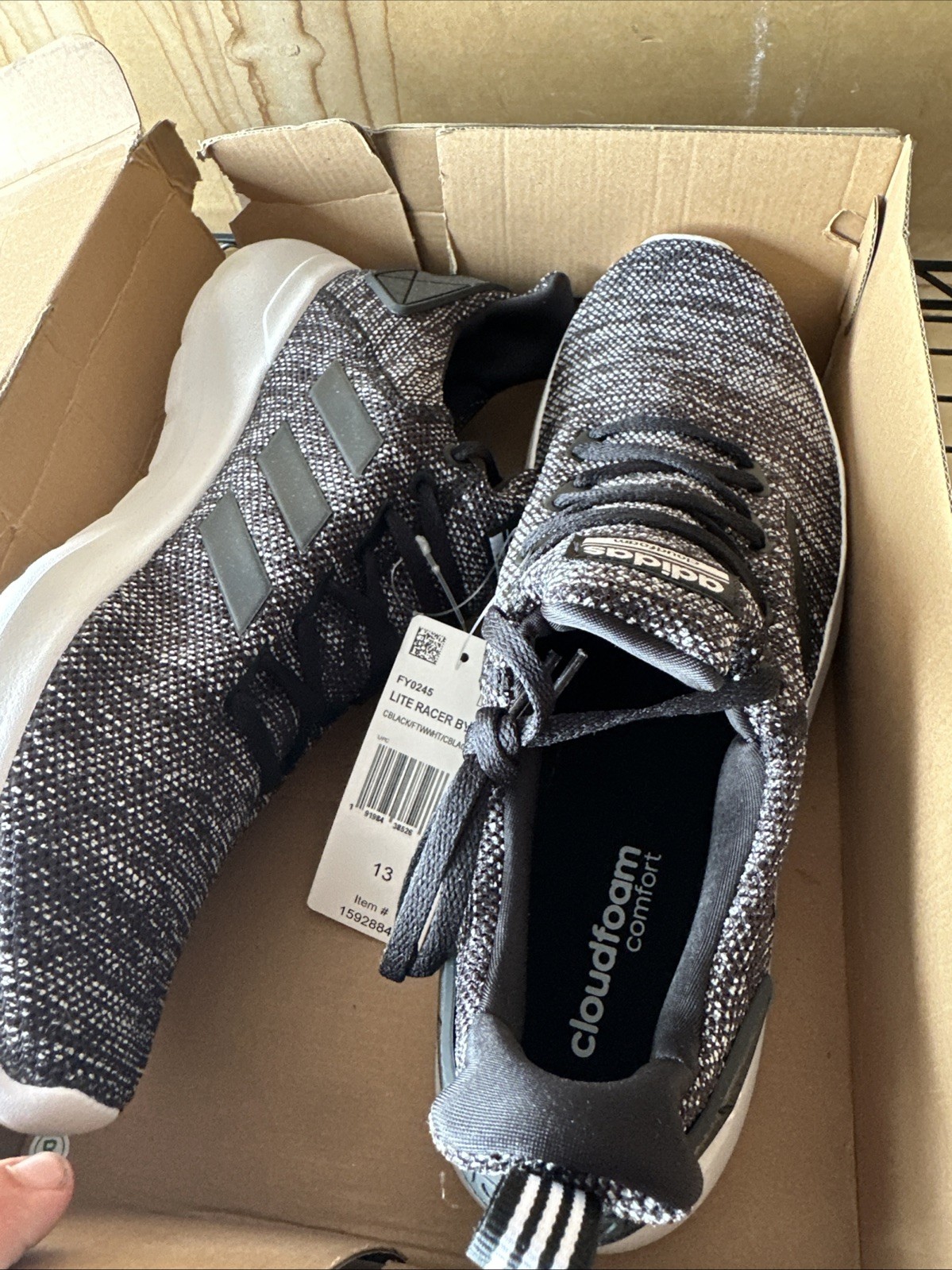 Size 13 – adidas Lite Racer BYD Black White
